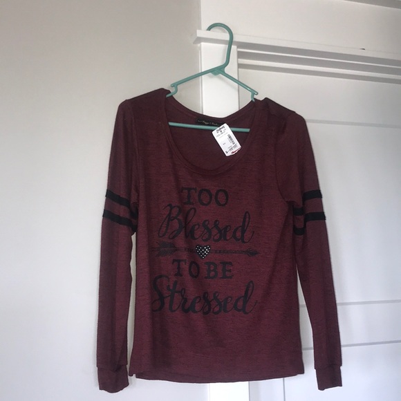 Too Blessed To Be Stressed Long-Sleeve Tee - Picture 1 of 3